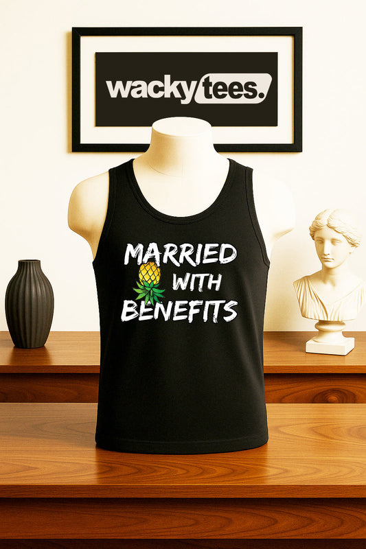 Married With Benefits Upside Down Pineapple Swingers Funny Adult Humor Graphic Tee Shirt