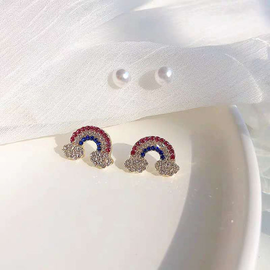 Colorful Rhinestone Rainbow Stud Earring