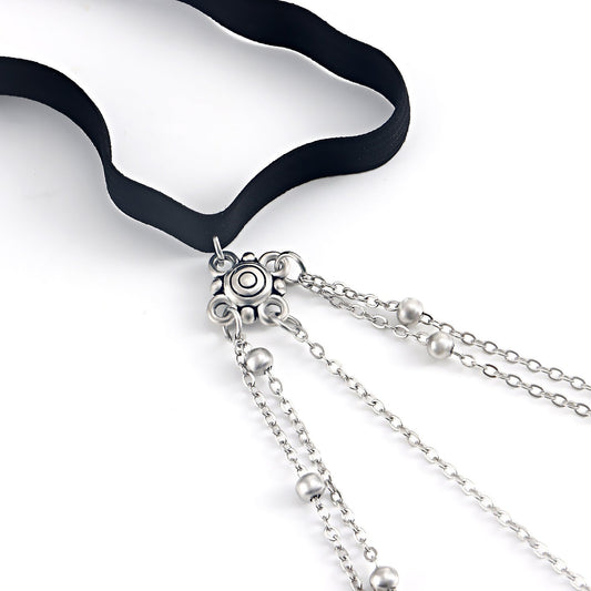 Sexy Elastic Double Layer Bead Body Metal Crescent Pendant Tassel Thigh Chain