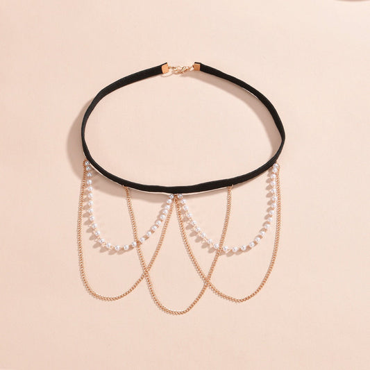 Sexy Beach Body Chain Nightclub Party Multi-layer Tassel Pearl Leg Chain