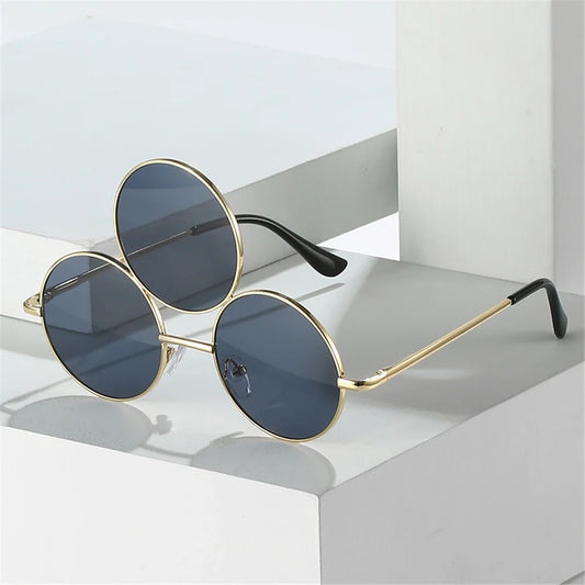 Novel Third Eye Round Metal Frame Sunglasses Chinese Style Erlang God Three Eyes Glasses Funny Party Halloween Cosplay Glasses
