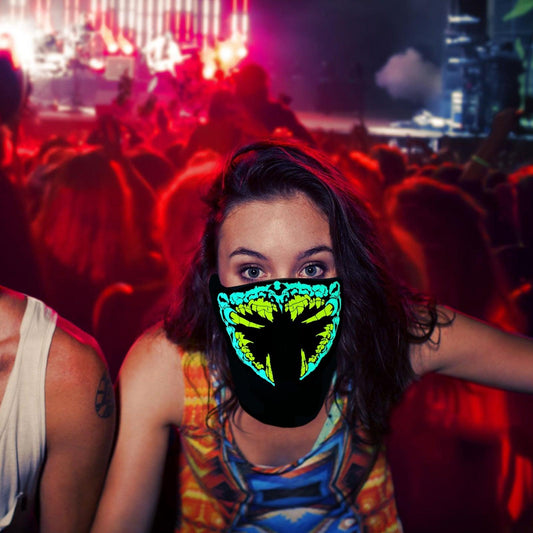 LED Warm Headgear ED Face Mask Party Masks Light Up Dance Halloween Cosplay Easter Rave Mask Luminous Costume Washable Foldable Luminous Cool Party Mask Activated Light Up Mask Led Music Party Mask Led Music Mask for Festival Party