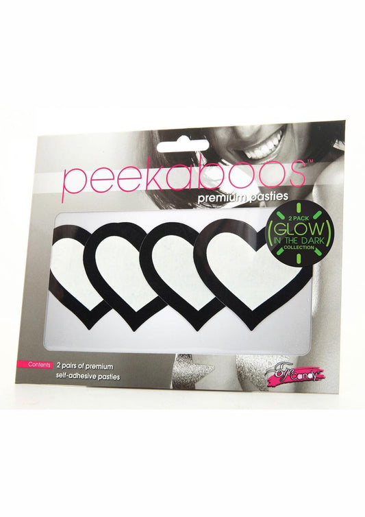 Peekaboos Glow in the Dark Heart Pasties Self-Adhesive Covers
