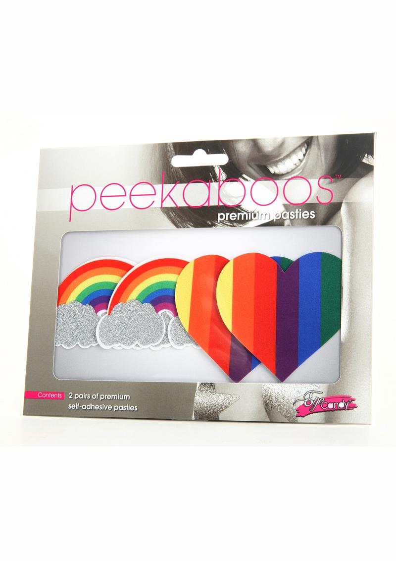 Peekaboos Pride Rainbow Pasties Glitter Hearts Nipple Covers
