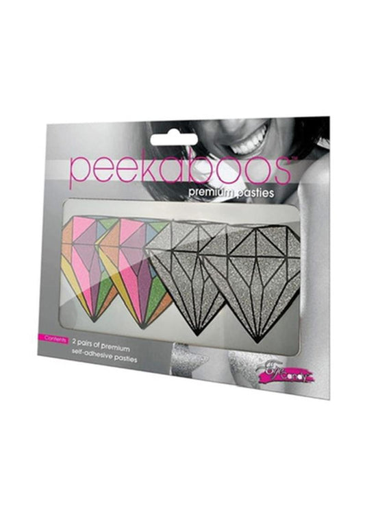 Peekaboos Premium Pasties Diamond Design Silver Glitter