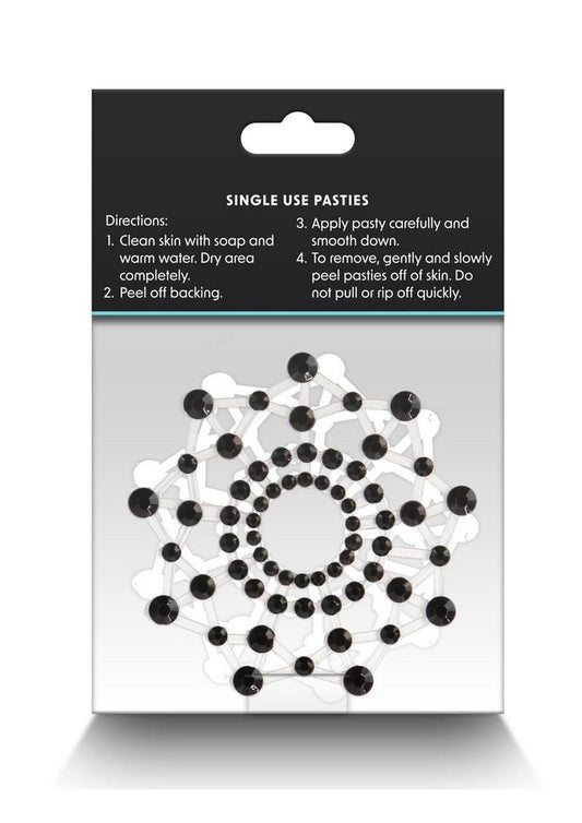 Pretty Pasties Charm III Black Self-Adhesive Rhinestone Nipple Covers