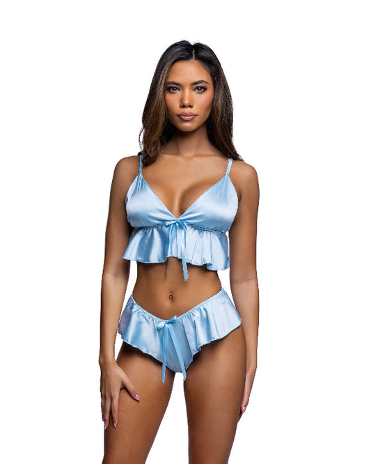 Sweet Flutter Satin Ruffle Lingerie Set