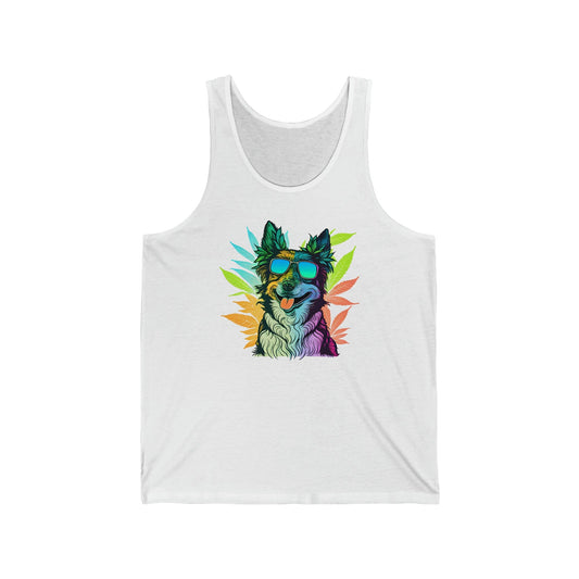 Cool Border Collie Cannabis Jersey Tank