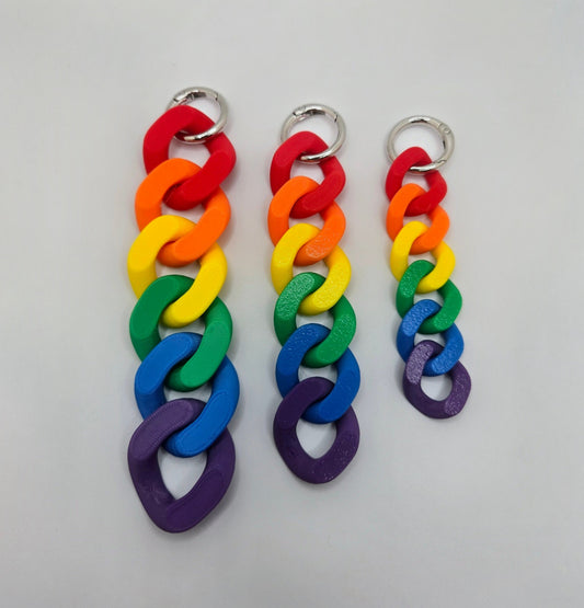 Custom Pride Rainbow Cuban Chain Keychains – Colorful Chunky Link Fidget Charm