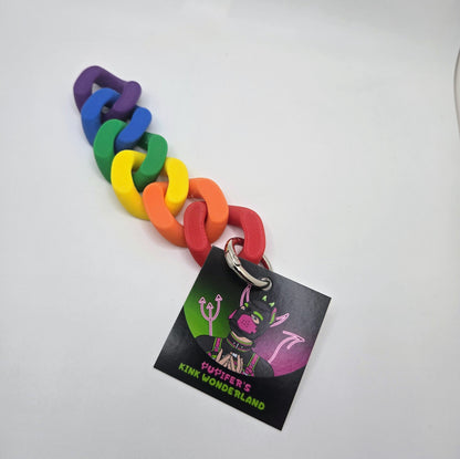 Custom Pride Rainbow Cuban Chain Keychains – Colorful Chunky Link Fidget Charm
