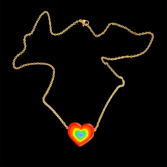 Rainbow Heart Frequency Necklace