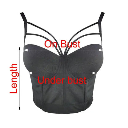 Black Mesh Bustier Corset Crop Top Crystal Embroidered Nightclub Bralette