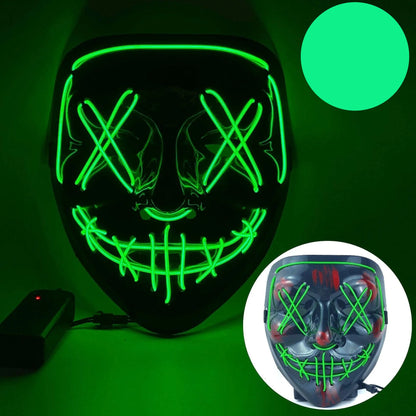 Neon LED Purge Mask | Light-Up Masquerade Party Accessory