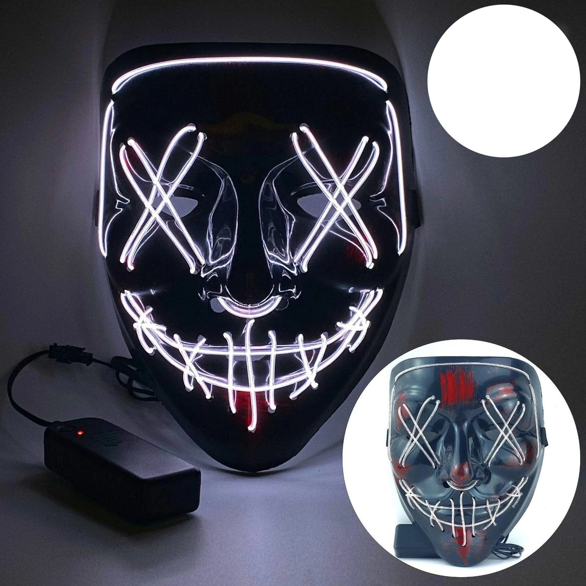 Neon LED Purge Mask | Light-Up Masquerade Party Accessory