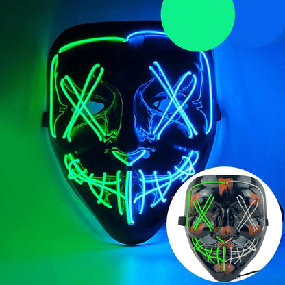 Neon LED Purge Mask | Light-Up Masquerade Party Accessory