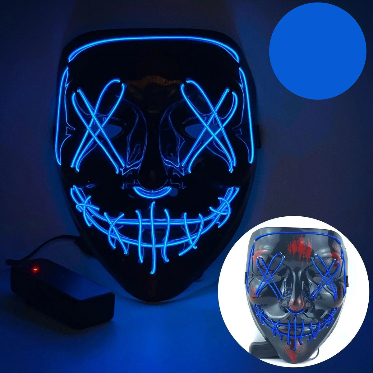 Neon LED Purge Mask | Light-Up Masquerade Party Accessory