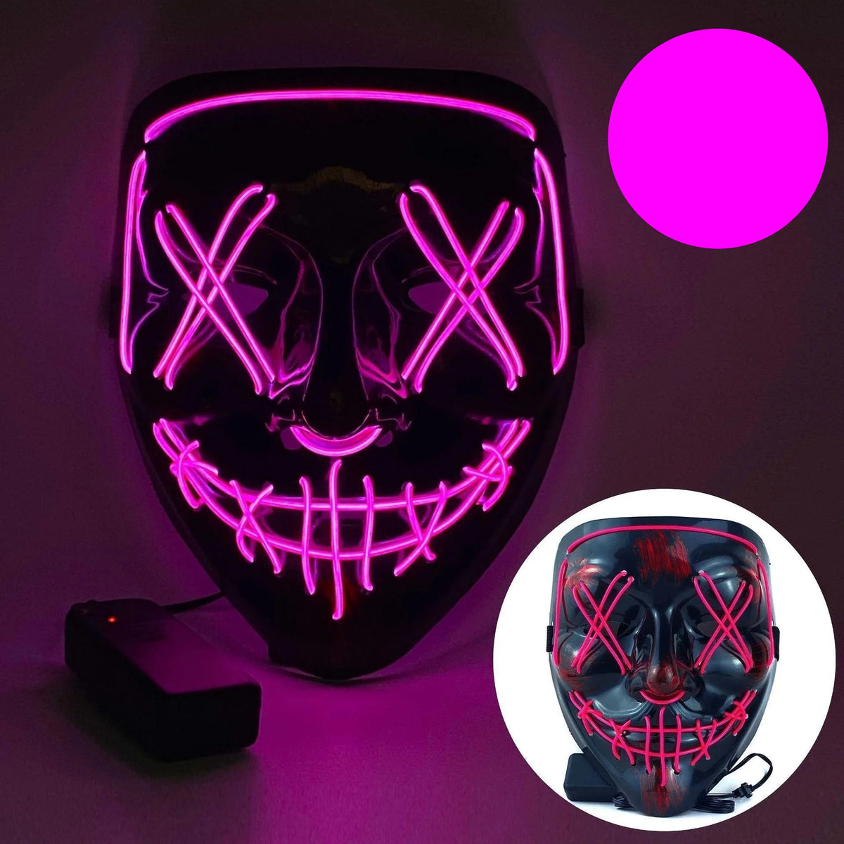 Neon LED Purge Mask | Light-Up Masquerade Party Accessory