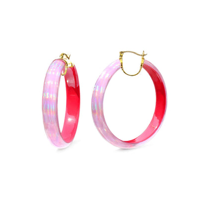 Large Rave Lucite Hoop Earrings