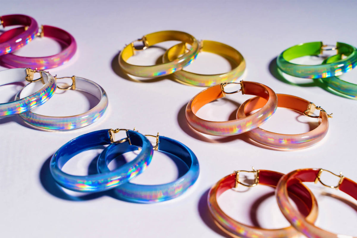 Large Rave Lucite Hoop Earrings