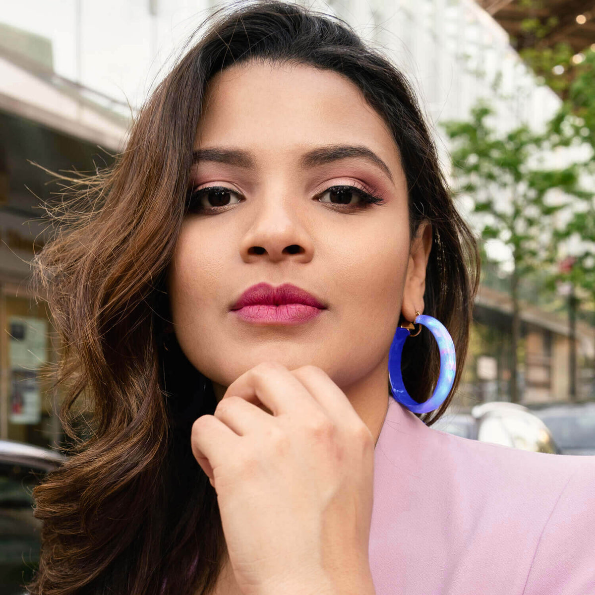 Large Rave Lucite Hoop Earrings
